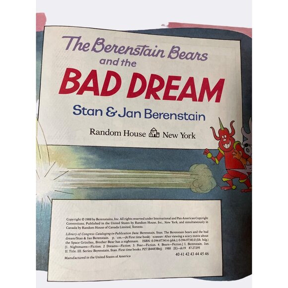 1988 “The Berenstain Bears And The Bad Dream” Paperback Book - Picture 4 of 10